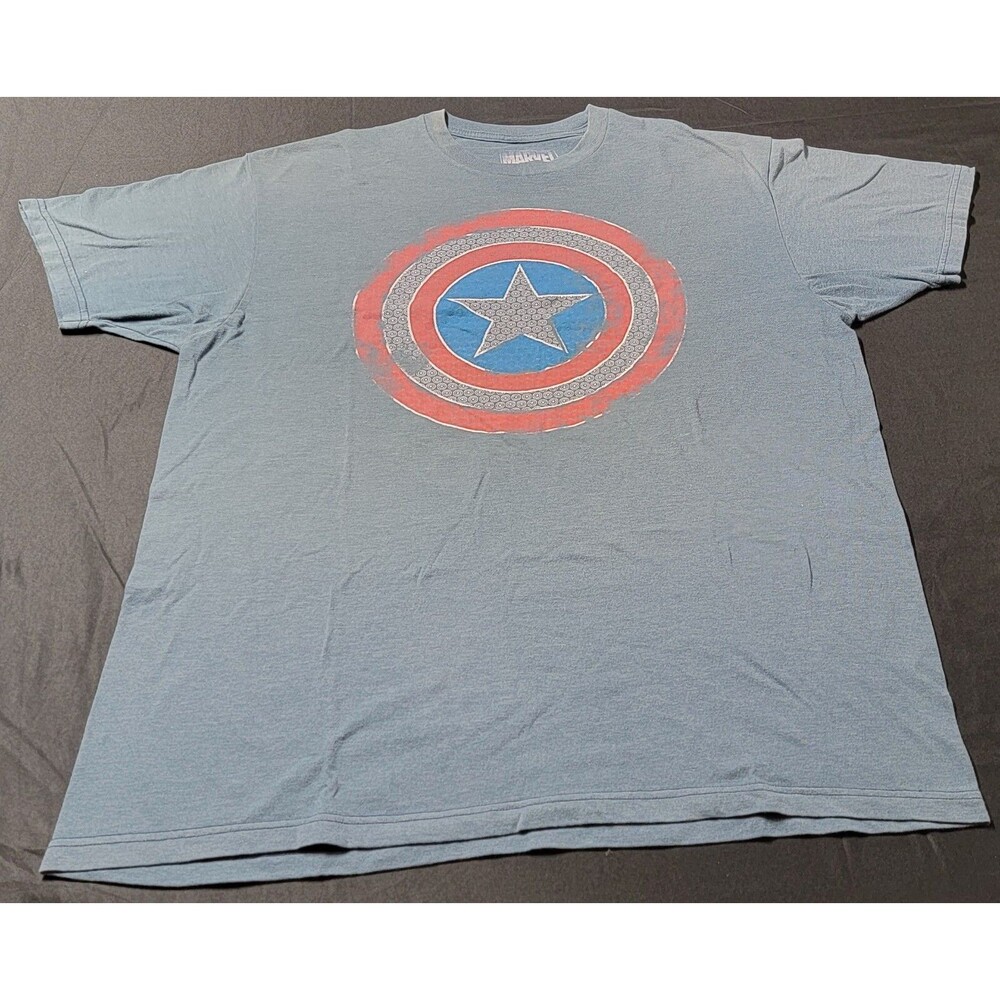 Captain America Adult Size XL T-Shirt - Shield Filled with Tiny Shields Faded